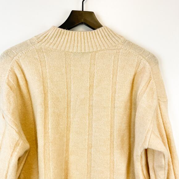 Zara Womens Size M Mock Neck Ribbed Knit Crop Sweater Acrylic Blend Cream - Picture 8 of 10